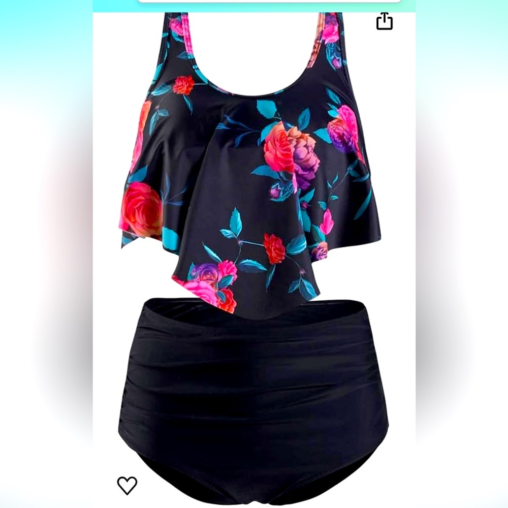🚘Women's Wave Point Print Flounce Lattice Crisscross Bikini Tankini Swimwear